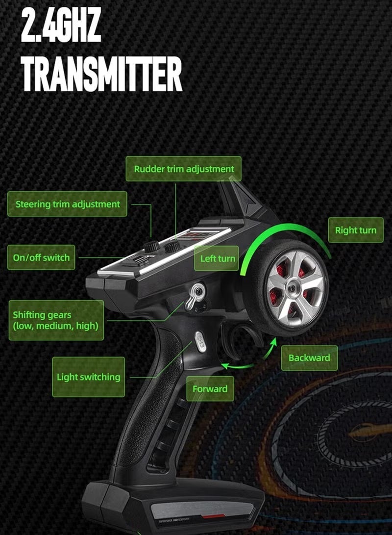 سيارة انزلاق RC 2.4GHz مقياس 1:16 4WD عالية السرعة سيارة تحكم عن بعد نموذج سيارة شرطة انزلاق، مزودة بأضواء رائعة وإطارات انزلاق - Image 2